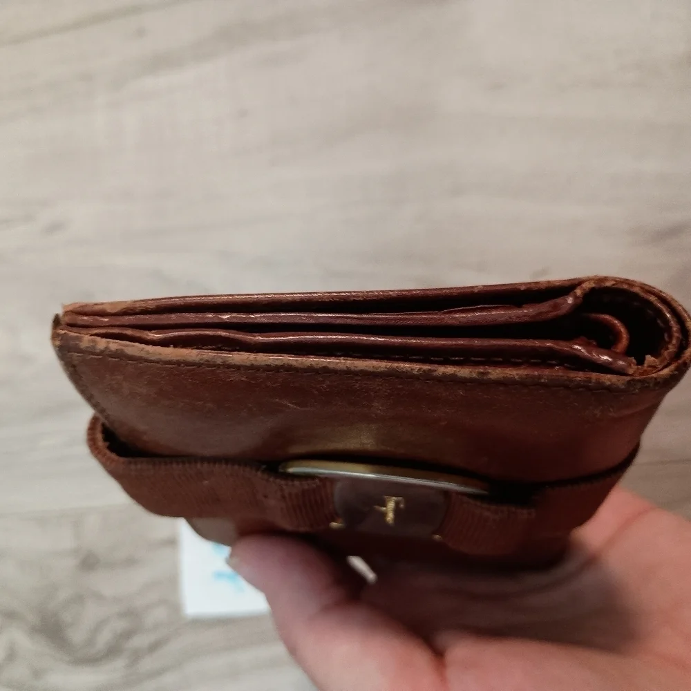 Salvatore Ferragamo Vintage Vara Bi-fold wallet Embossed leather Brown